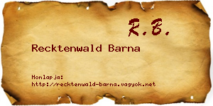 Recktenwald Barna névjegykártya